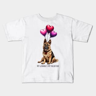 My German Shepherd Is My Valentine Kids T-Shirt